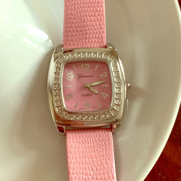 Accessories - Pink leather Crystal watch.